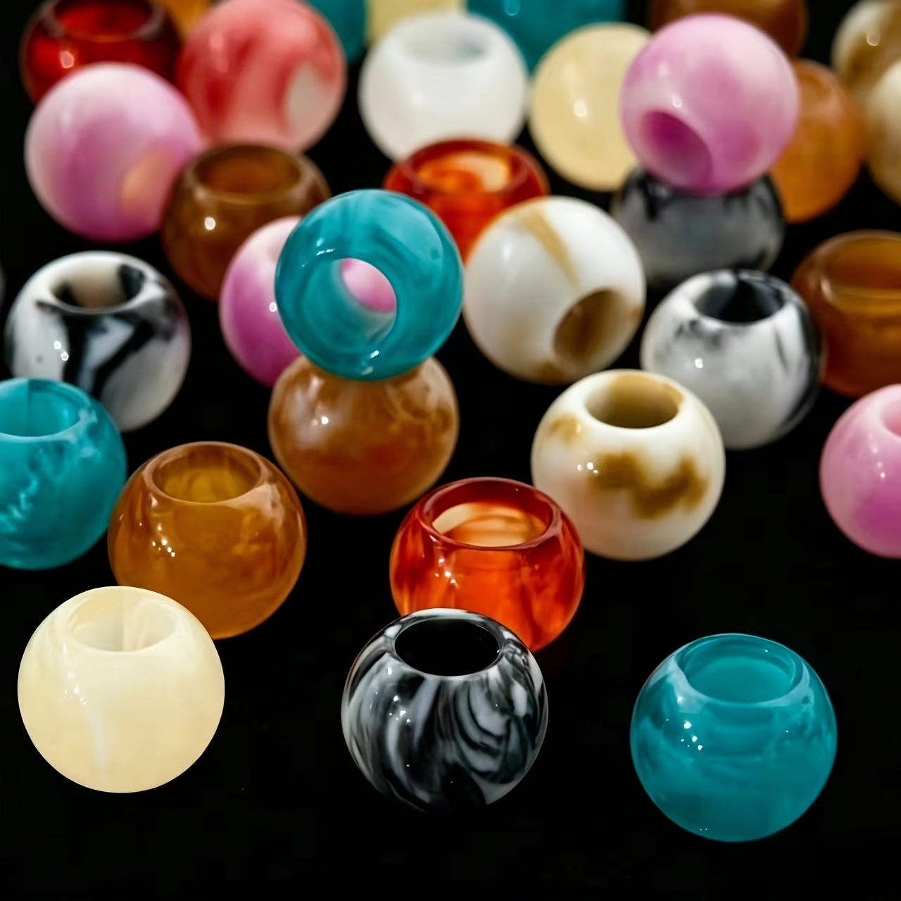 60pcs Acrylic Retro Large Hole Beads for Crafting